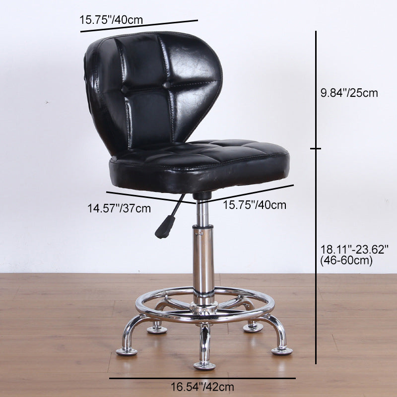 Nordic Leather Steel Swivel Desk Chair — B / Black