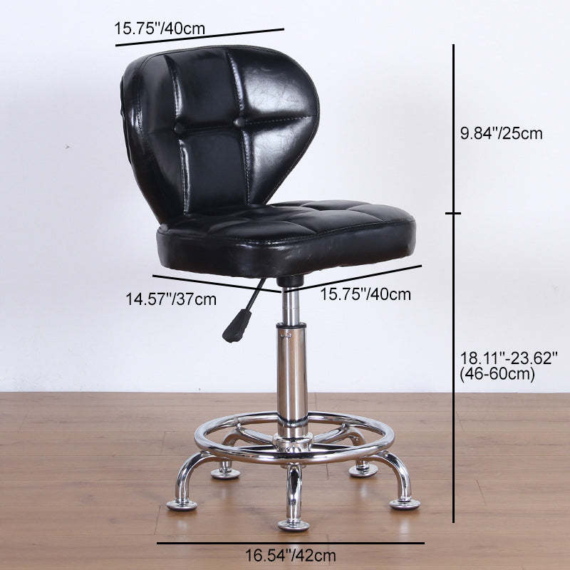 Nordic Leather Steel Swivel Desk Chair — B / Black