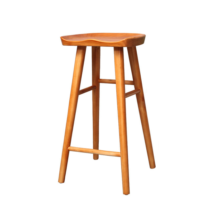 Nordic Concave Solid Wood Backless Bar Stool