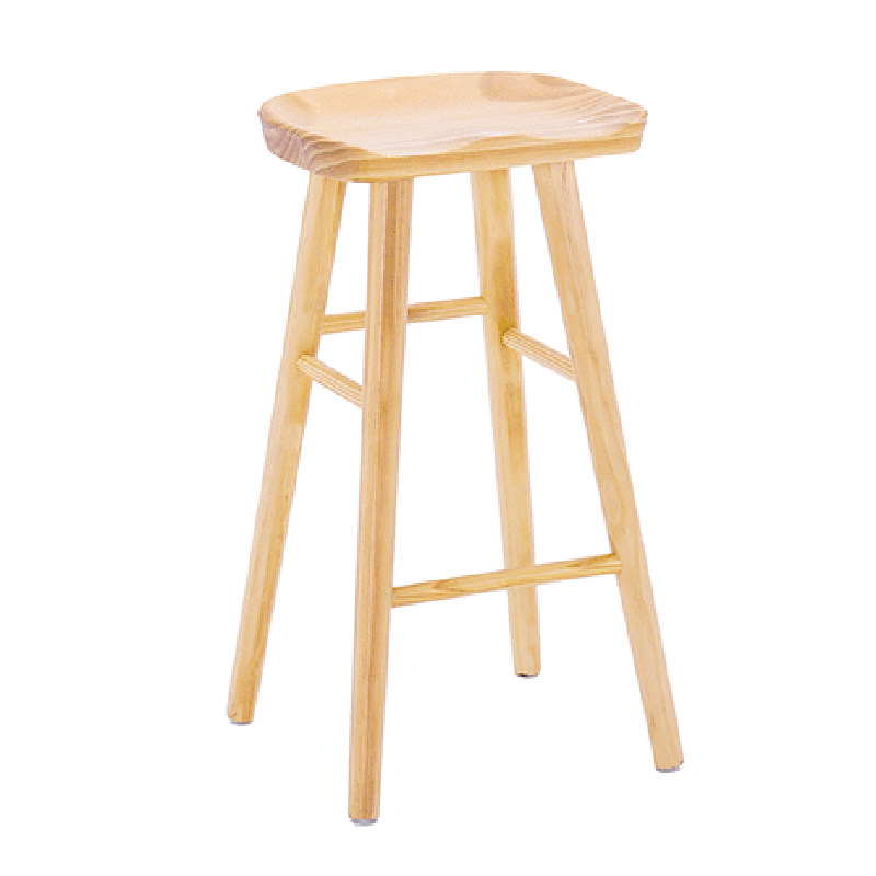 Nordic Concave Solid Wood Backless Bar Stool