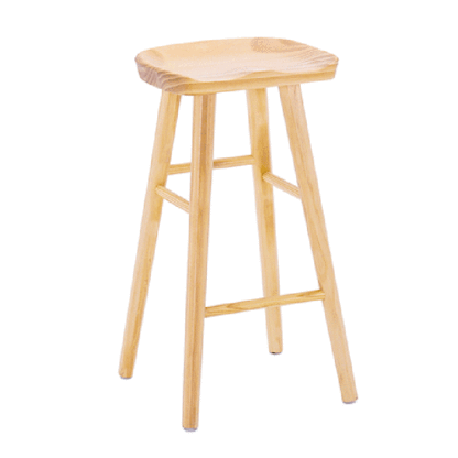 Nordic Concave Solid Wood Backless Bar Stool