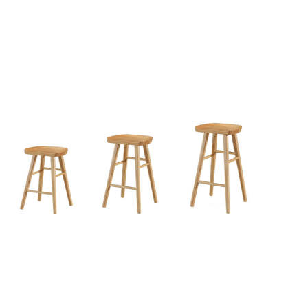 Nordic Concave Solid Wood Backless Bar Stool