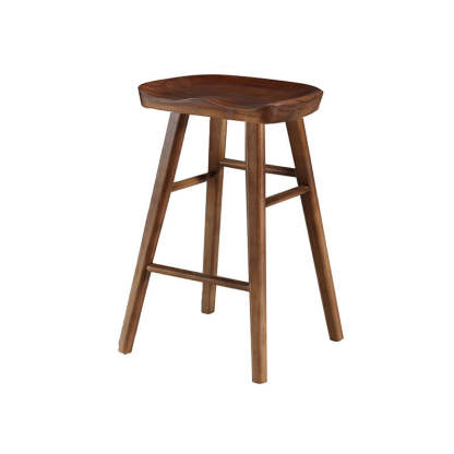 Nordic Concave Solid Wood Backless Bar Stool