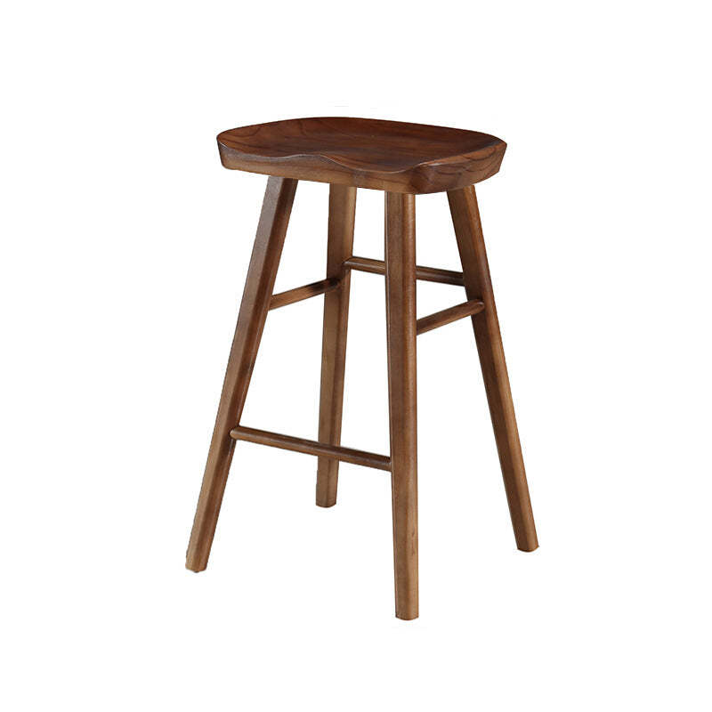 Nordic Concave Solid Wood Backless Bar Stool