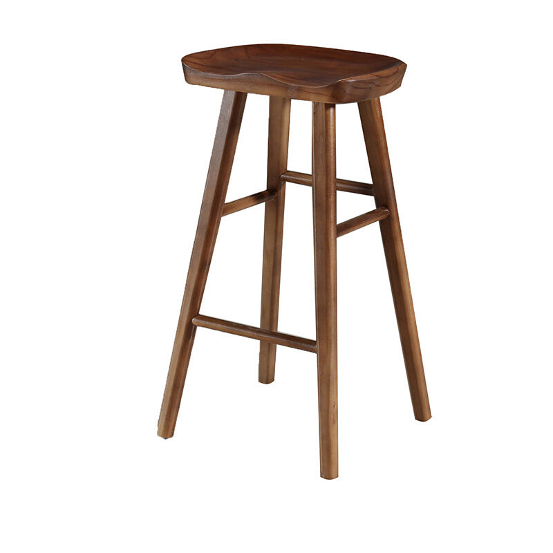 Nordic Concave Solid Wood Backless Bar Stool