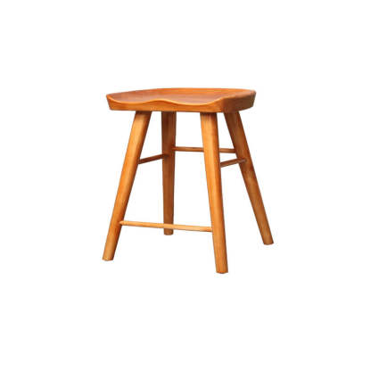 Nordic Concave Solid Wood Backless Bar Stool