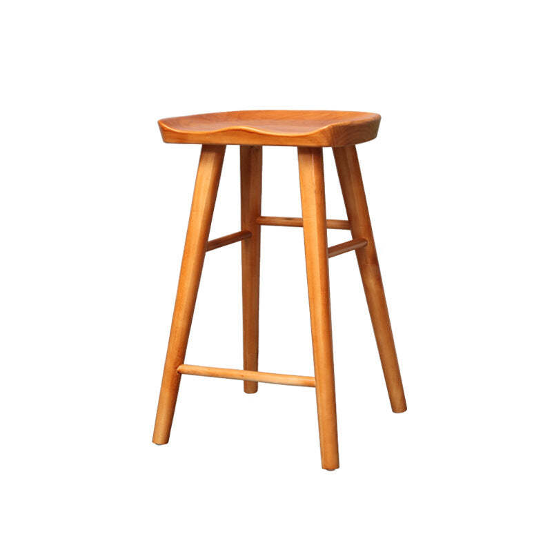 Nordic Concave Solid Wood Backless Bar Stool