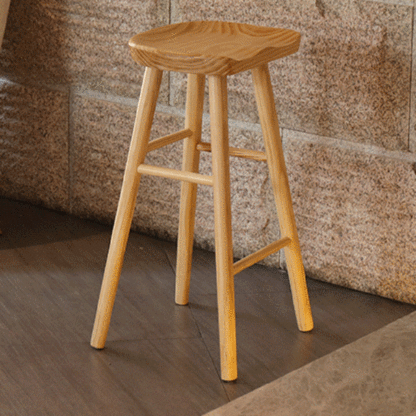Nordic Concave Solid Wood Backless Bar Stool
