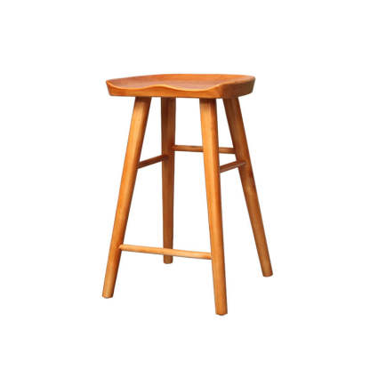 Nordic Concave Solid Wood Backless Bar Stool