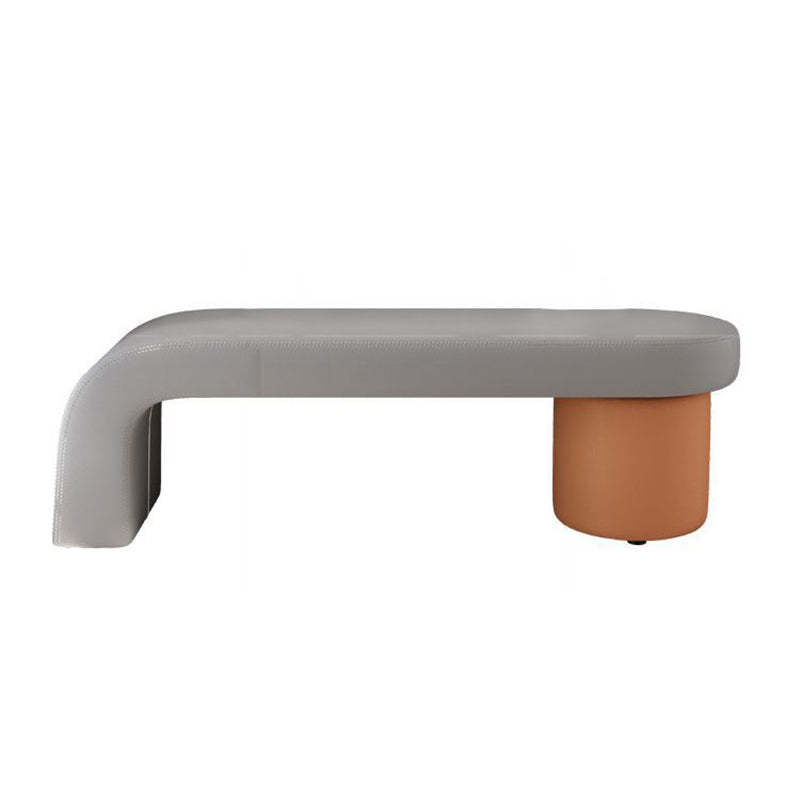 Nordic Cylinder Leather Wood Backless Bench — Orange + White