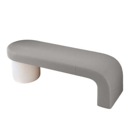 Nordic Cylinder Leather Wood Backless Bench — White + Orange