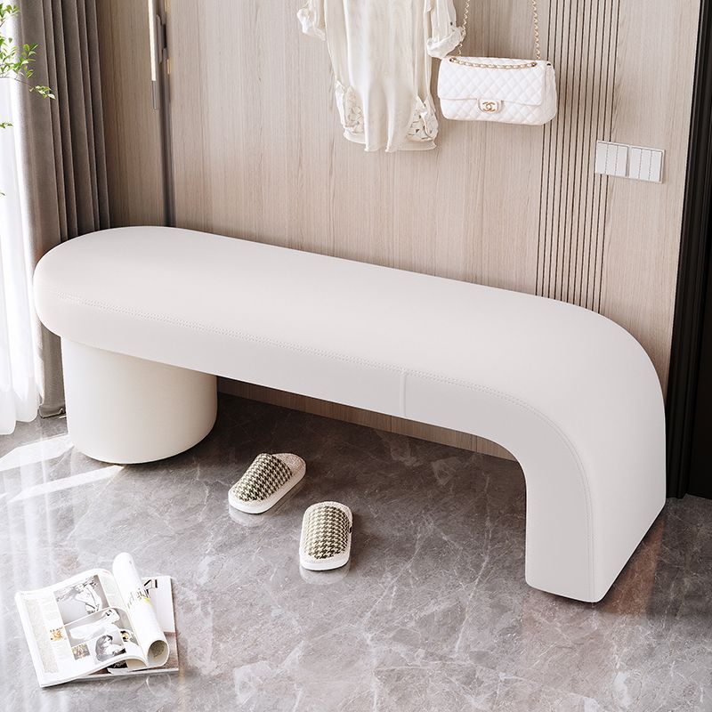 Nordic Cylinder Leather Wood Backless Bench — Pure Orange