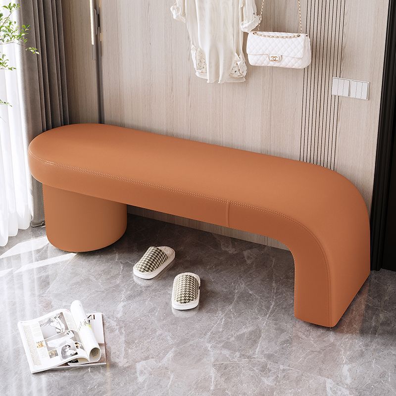 Nordic Cylinder Leather Wood Backless Bench — Orange + White