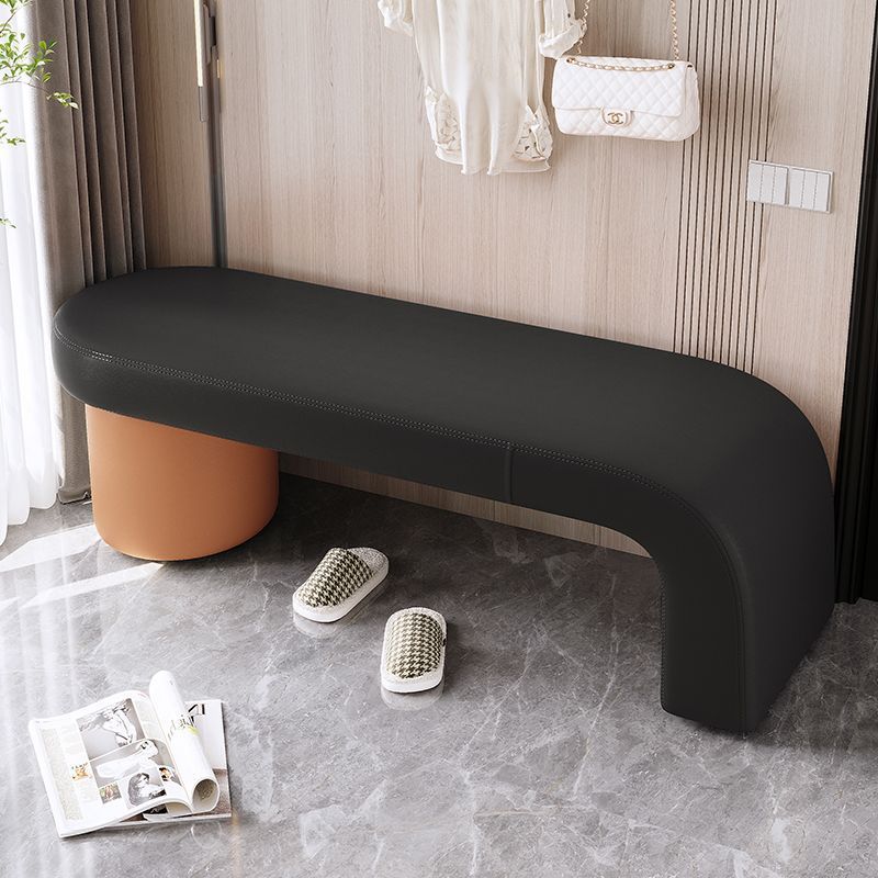 Nordic Cylinder Leather Wood Backless Bench — Pure White
