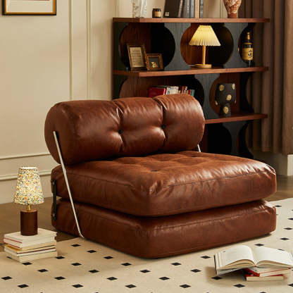 French Foldable Leather Iron Sofa