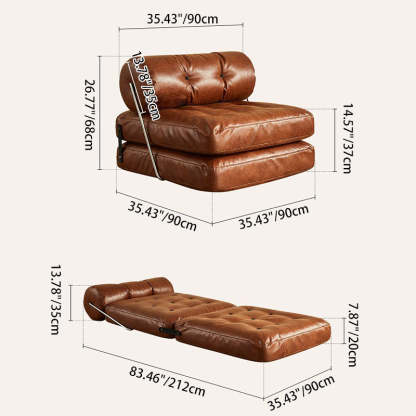 French Foldable Leather Iron Sofa