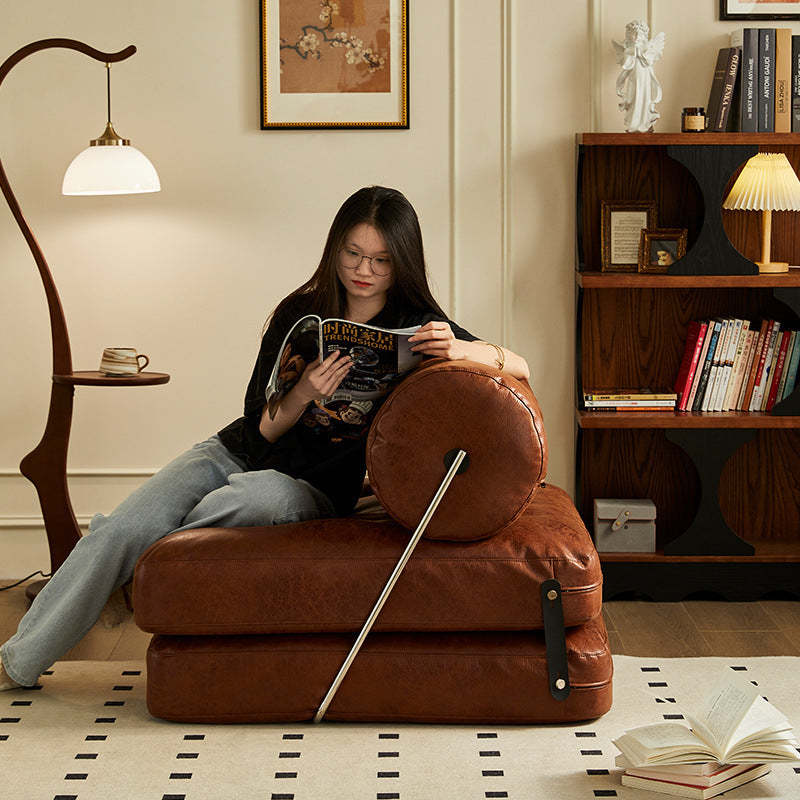 French Foldable Leather Iron Sofa