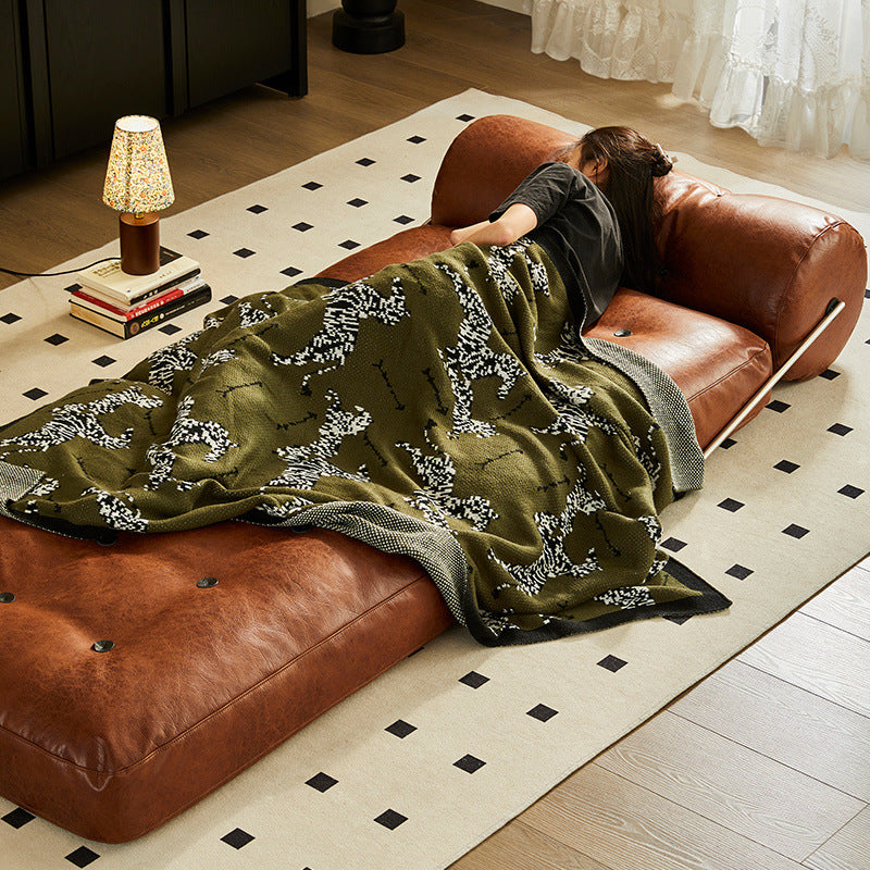 French Foldable Leather Iron Sofa