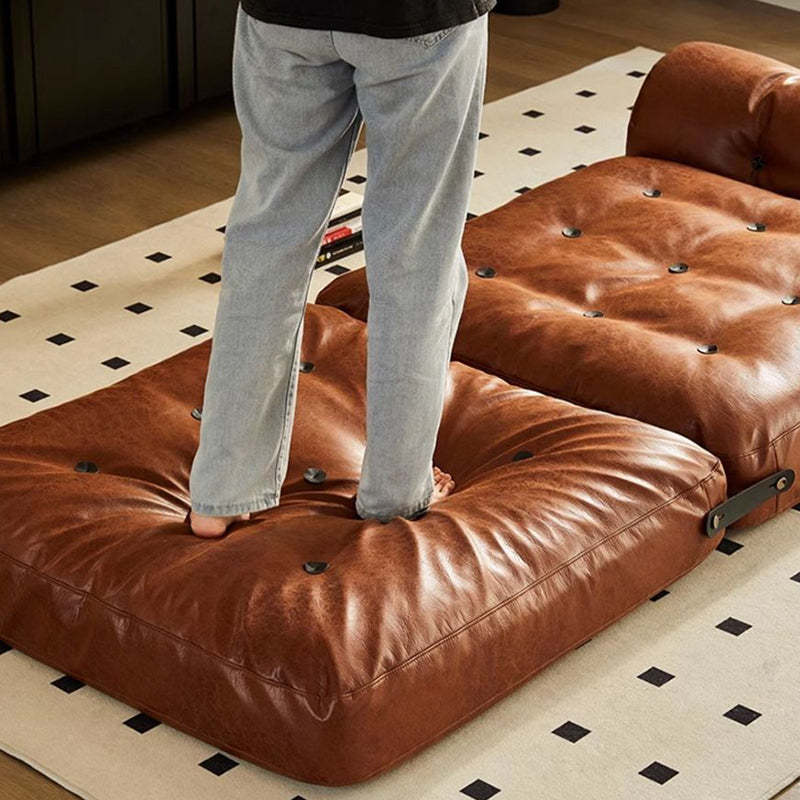 French Foldable Leather Iron Sofa
