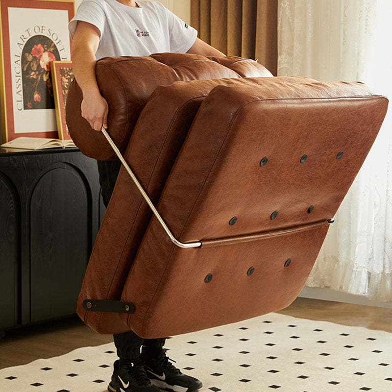 French Foldable Leather Iron Sofa