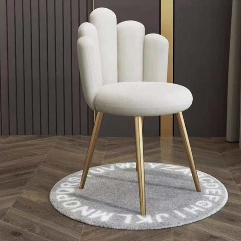 Nordic Petal Flannelette Steel Dining Chair — Light Gray