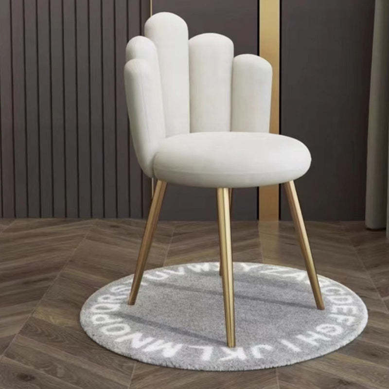Nordic Petal Flannelette Steel Dining Chair — Light Gray