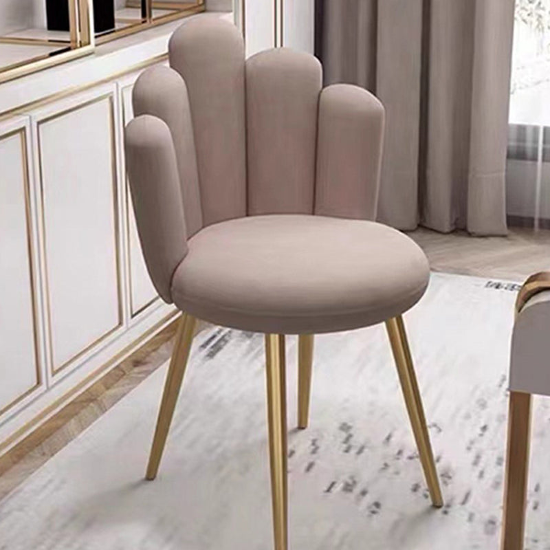 Nordic Petal Flannelette Steel Dining Chair — Dark Green