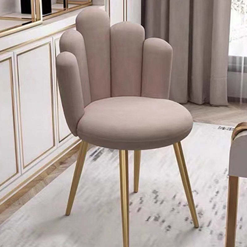 Nordic Petal Flannelette Steel Dining Chair — Dark Green