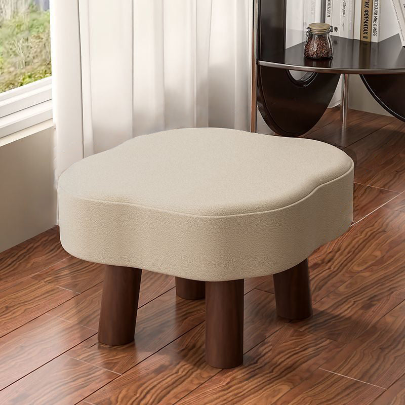 Nordic Cloud Solid Wood Leather Backless Low Stool