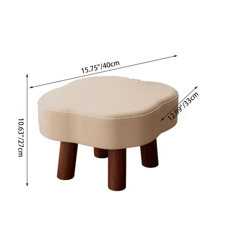 Nordic Cloud Solid Wood Leather Backless Low Stool — Coffee Gray