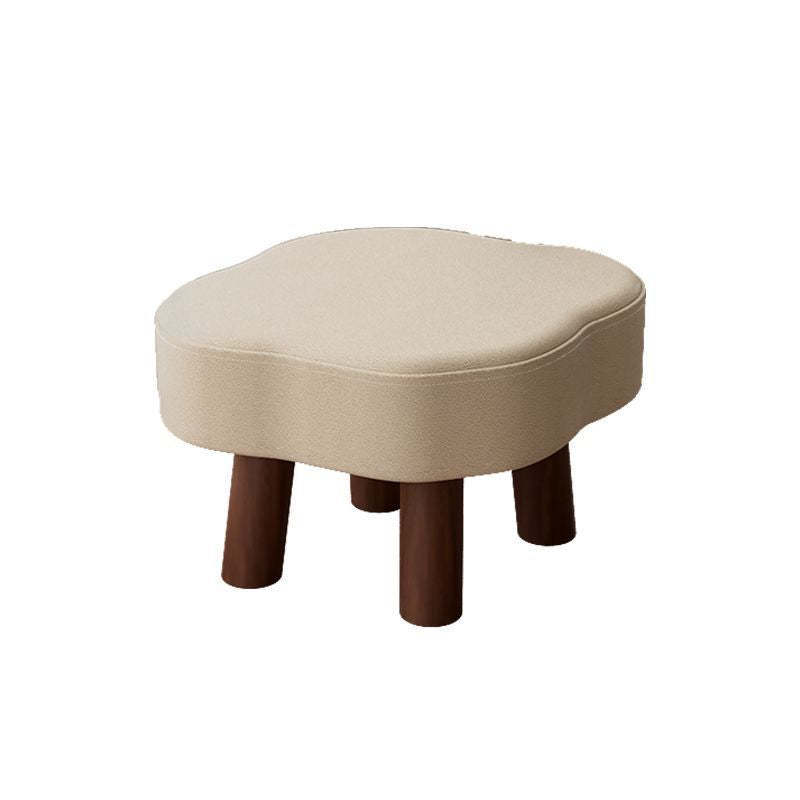 Nordic Cloud Solid Wood Leather Backless Low Stool