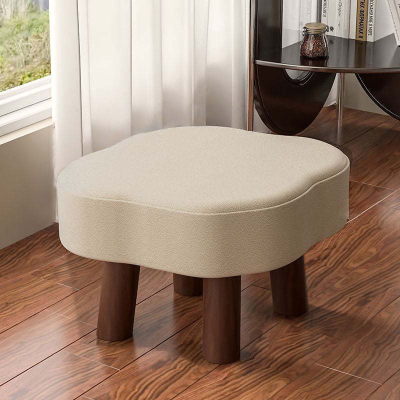 Nordic Cloud Solid Wood Leather Backless Low Stool