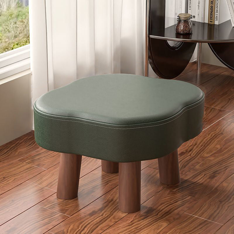 Nordic Cloud Solid Wood Leather Backless Low Stool