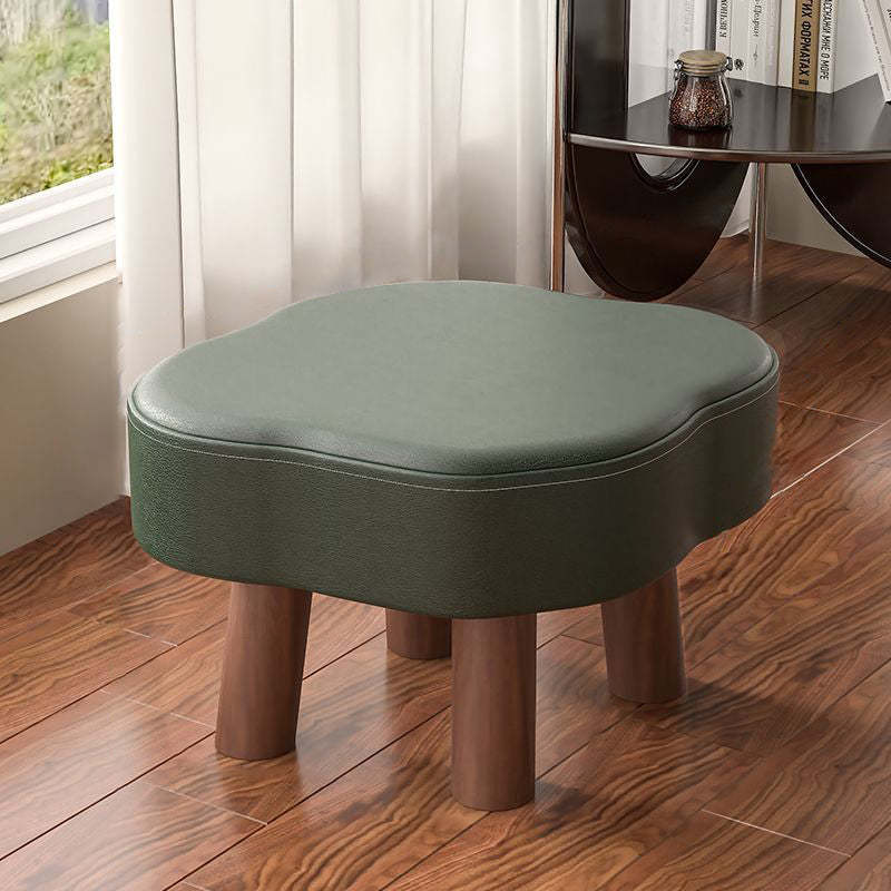 Nordic Cloud Solid Wood Leather Backless Low Stool