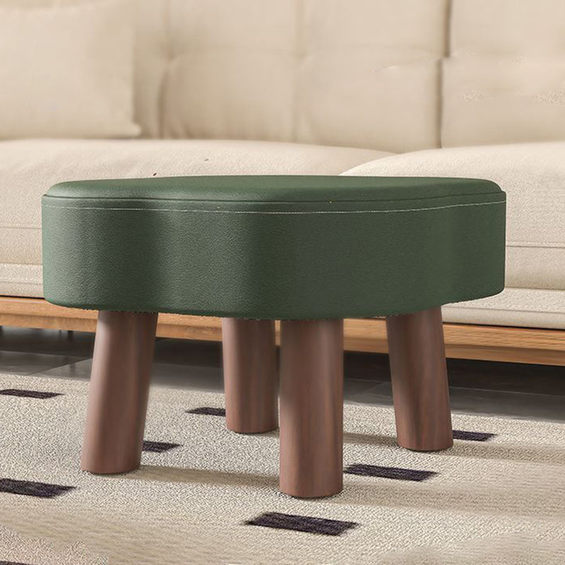 Nordic Cloud Solid Wood Leather Backless Low Stool
