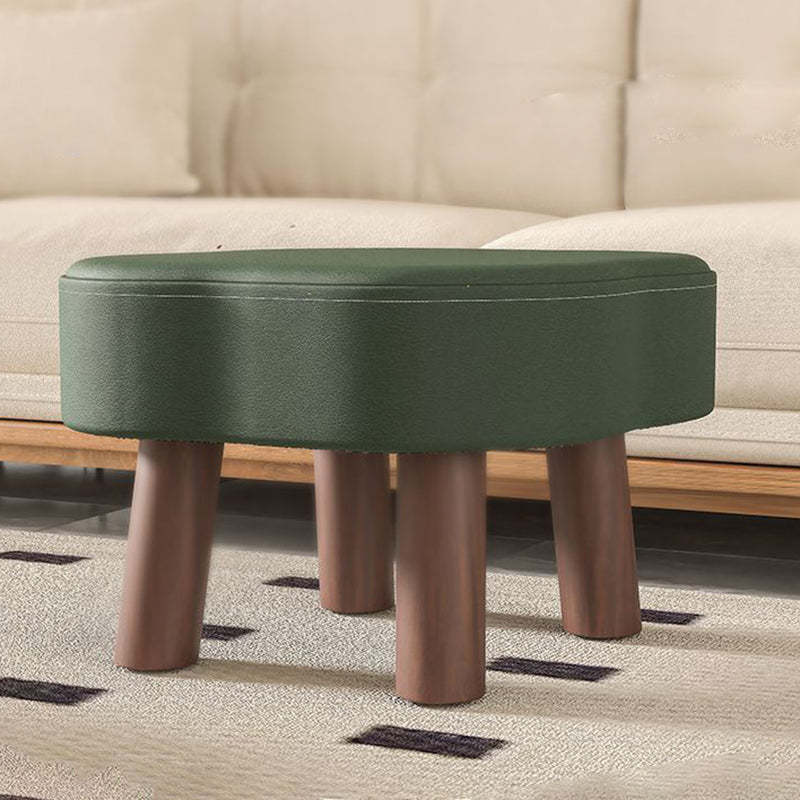 Nordic Cloud Solid Wood Leather Backless Low Stool