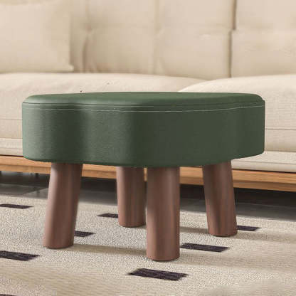 Nordic Cloud Solid Wood Leather Backless Low Stool