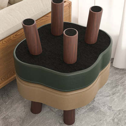 Nordic Cloud Solid Wood Leather Backless Low Stool