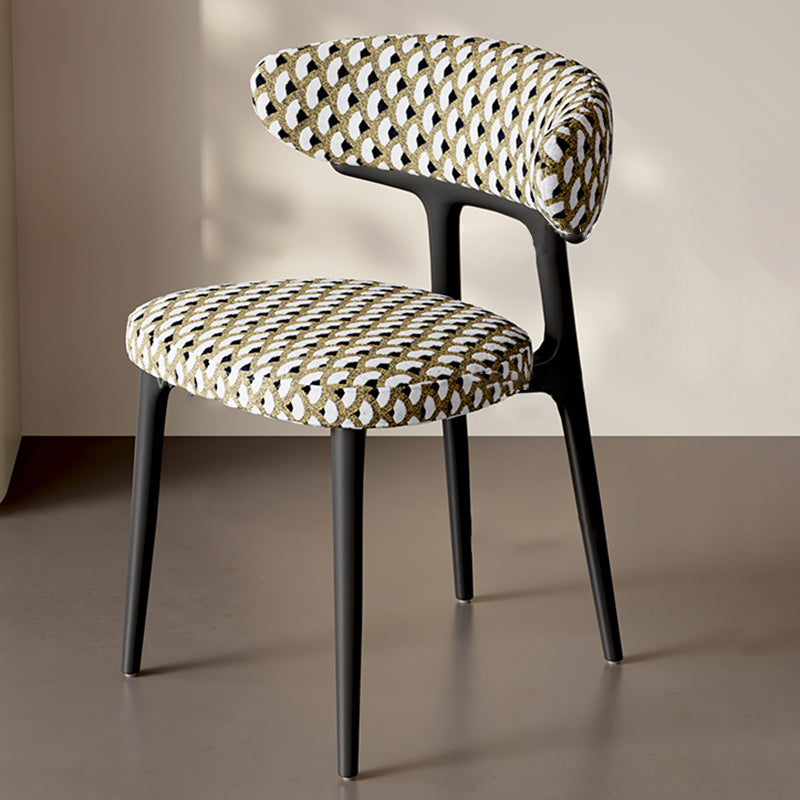 Retro Arc Fabric Wood Armless Dining Chair — Black / C