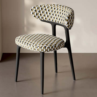 Retro Arc Fabric Wood Armless Dining Chair — Black / C