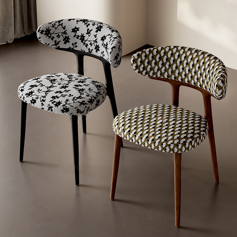 Retro Arc Fabric Wood Armless Dining Chair — Black / B