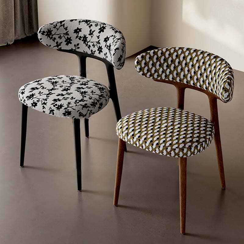 Retro Arc Fabric Wood Armless Dining Chair — Black / B