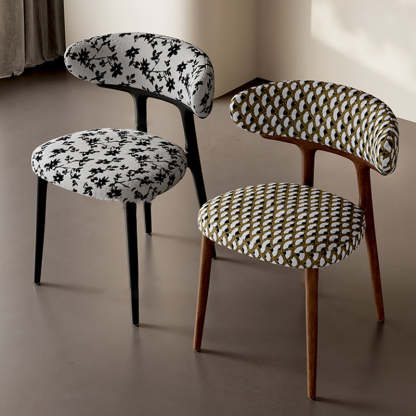Retro Arc Fabric Wood Armless Dining Chair — Black / B