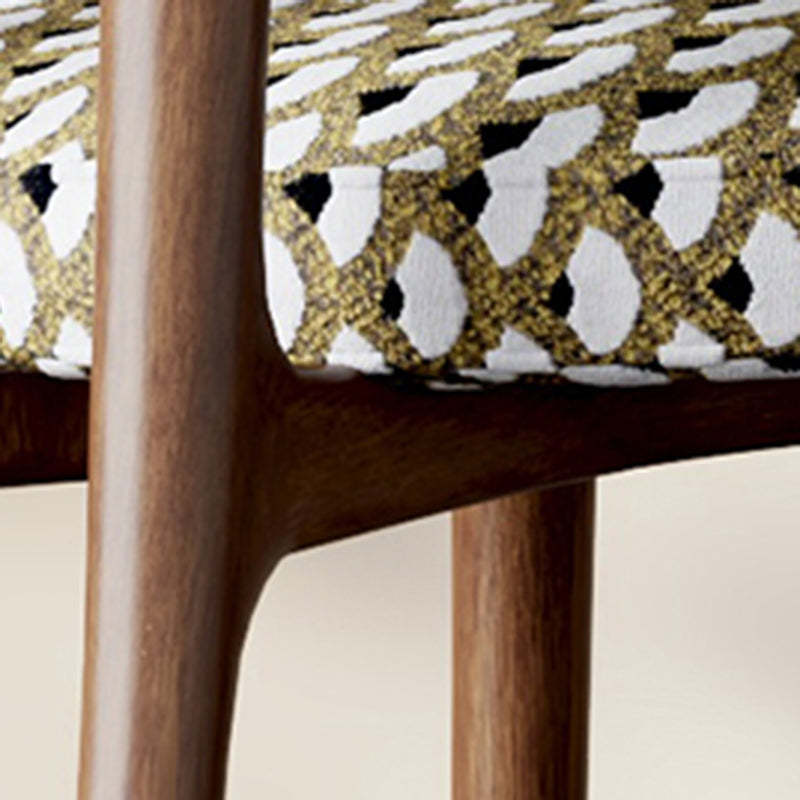 Retro Arc Fabric Wood Armless Dining Chair — Walnut Color / B