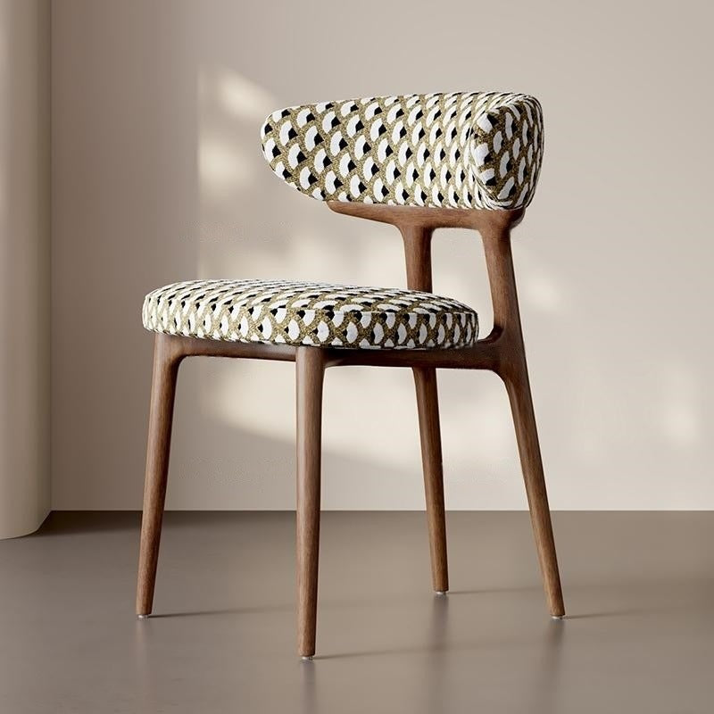 Retro Arc Fabric Wood Armless Dining Chair