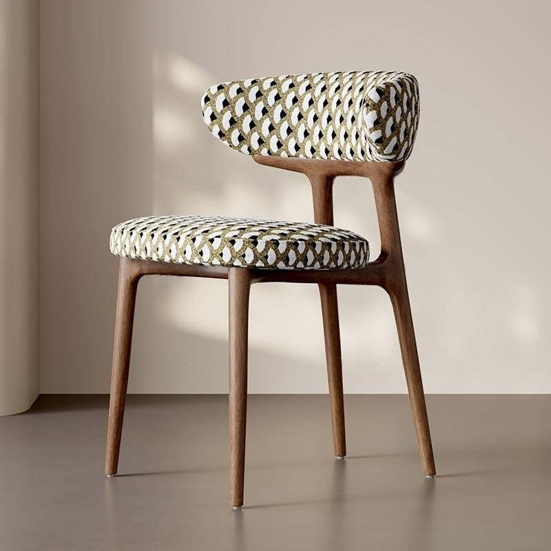 Retro Arc Fabric Wood Armless Dining Chair