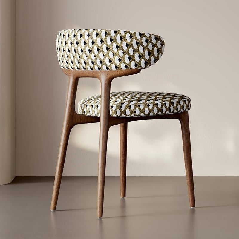 Retro Arc Fabric Wood Armless Dining Chair