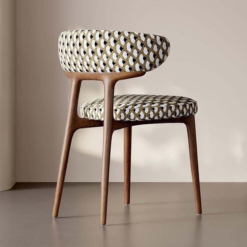 Retro Arc Fabric Wood Armless Dining Chair