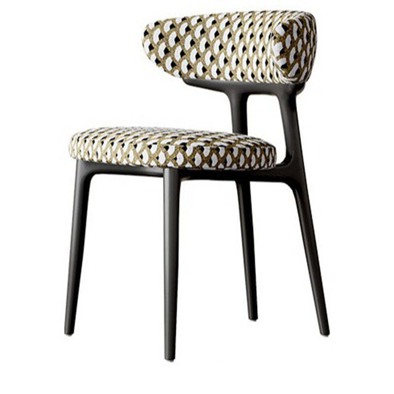 Retro Arc Fabric Wood Armless Dining Chair