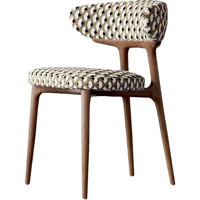 Retro Arc Fabric Wood Armless Dining Chair